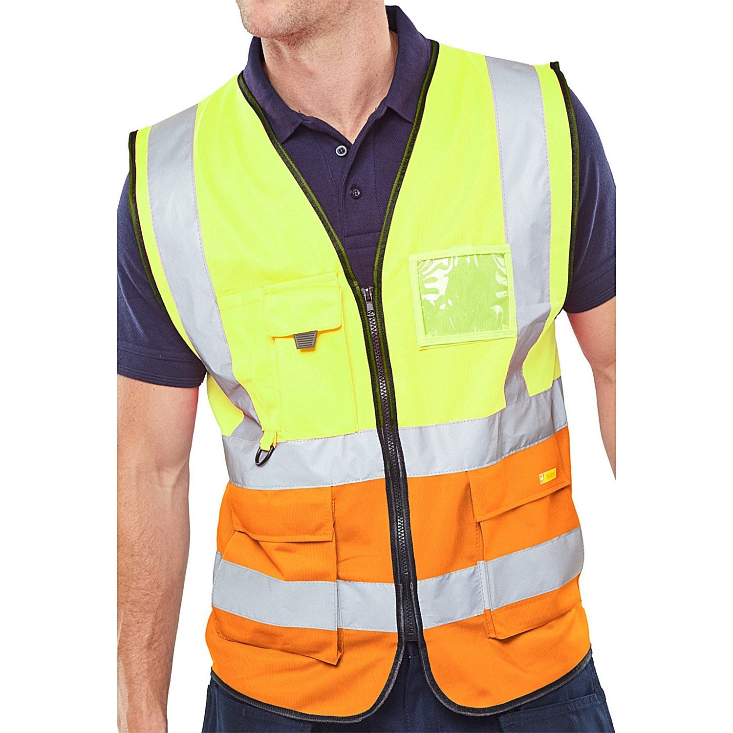 Beeswift Two Tone Executive Waistcoat, Saturn Yellow & Orange, 7XL Easy2Order : HVWC2TSYOR7XL