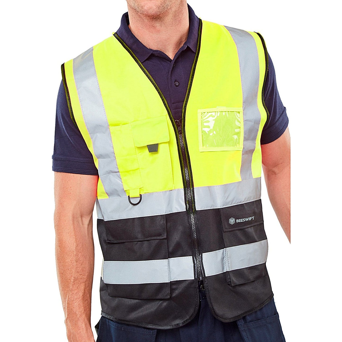 Beeswift Two Tone Executive Waistcoat, Saturn Yellow & Black, XL Easy2Order : HVWCTTSYBLXL