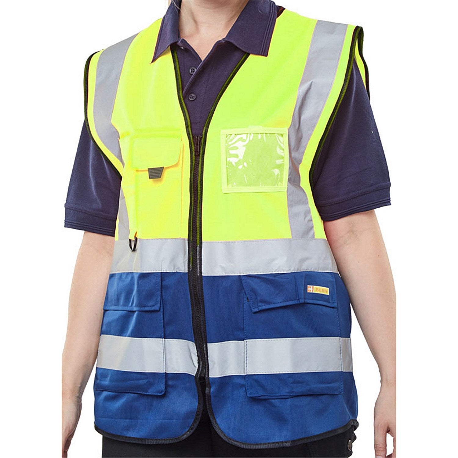Beeswift Two Tone Executive Waistcoat, Saturn Yellow & Navy Blue, Small Easy2Order : HVWCTTSYNS