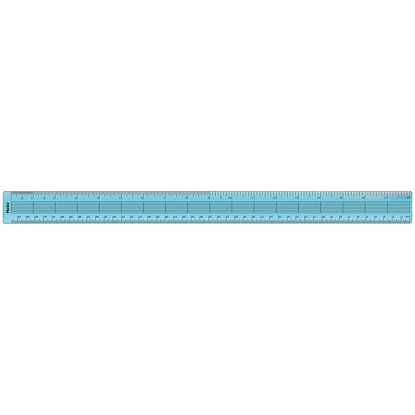 Helix Shatterproof Ruler Gridded 45cm/18inch Blue Pack of 10