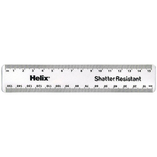 Helix Shatter Resistant Ruler 15cm Clear (Pack of 50) Easy2Order : HX97146