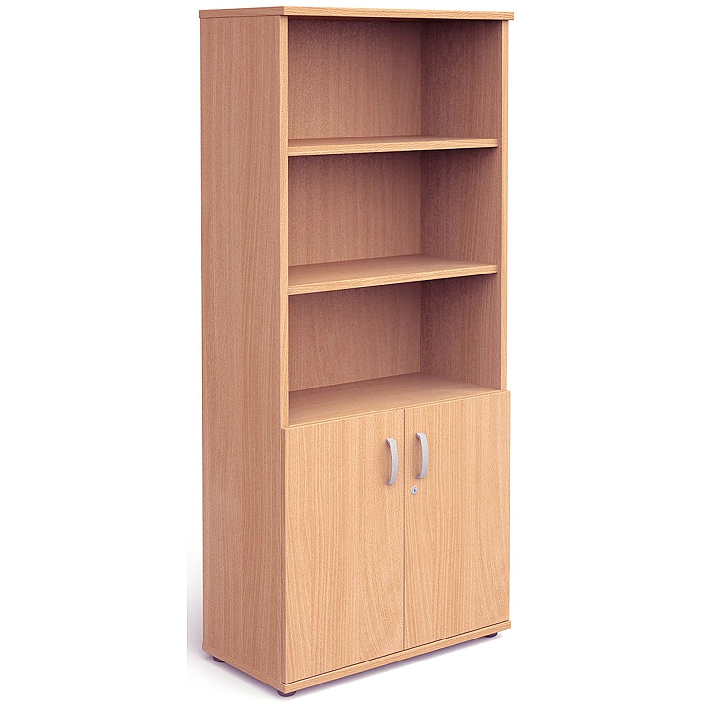 Impulse Extra Tall Half Cupboard and Half Bookcase, 4 Shelves, 2000mm High, Beech