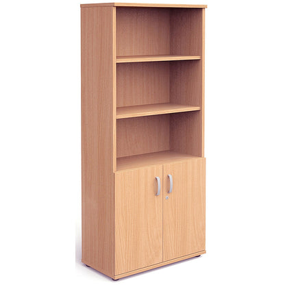 Impulse Extra Tall Half Cupboard and Half Bookcase, 4 Shelves, 2000mm High, Beech
