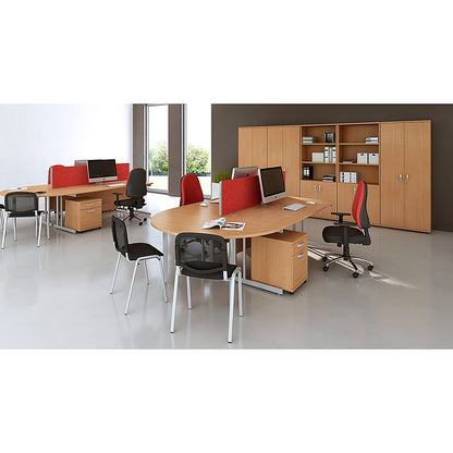 Impulse Extra Tall Half Cupboard and Half Bookcase, 4 Shelves, 2000mm High, Beech