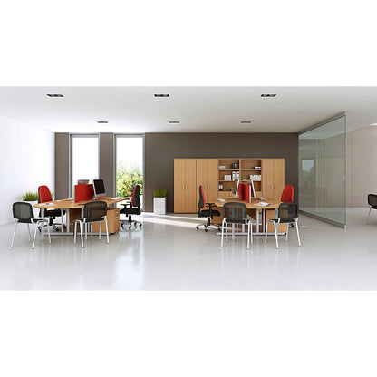 Impulse Extra Tall Half Cupboard and Half Bookcase, 4 Shelves, 2000mm High, Beech