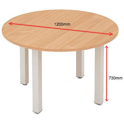Impulse Circular Table, 1200mm, Beech, Silver Post Leg