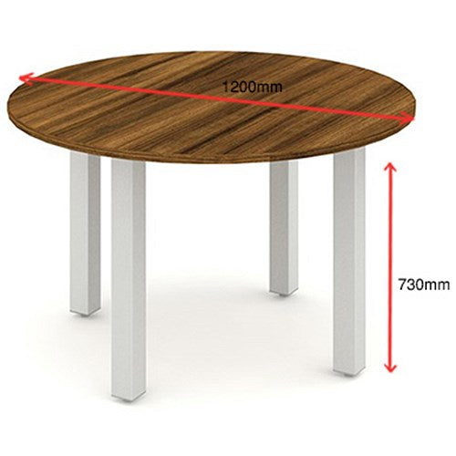 Impulse Circular Table, 1200mm, Walnut, Silver Post Leg
