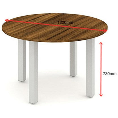 Impulse Circular Table, 1200mm, Walnut, Silver Post Leg
