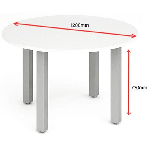 Impulse Circular Table, 1200mm, White, Silver Post Leg Easy2Order : I000200