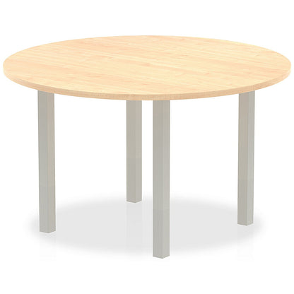 Impulse Circular Table, 1200mm, Maple, Silver Post Leg
