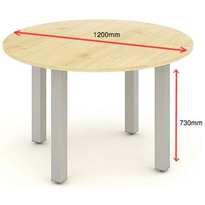 Impulse Circular Table, 1200mm, Maple, Silver Post Leg