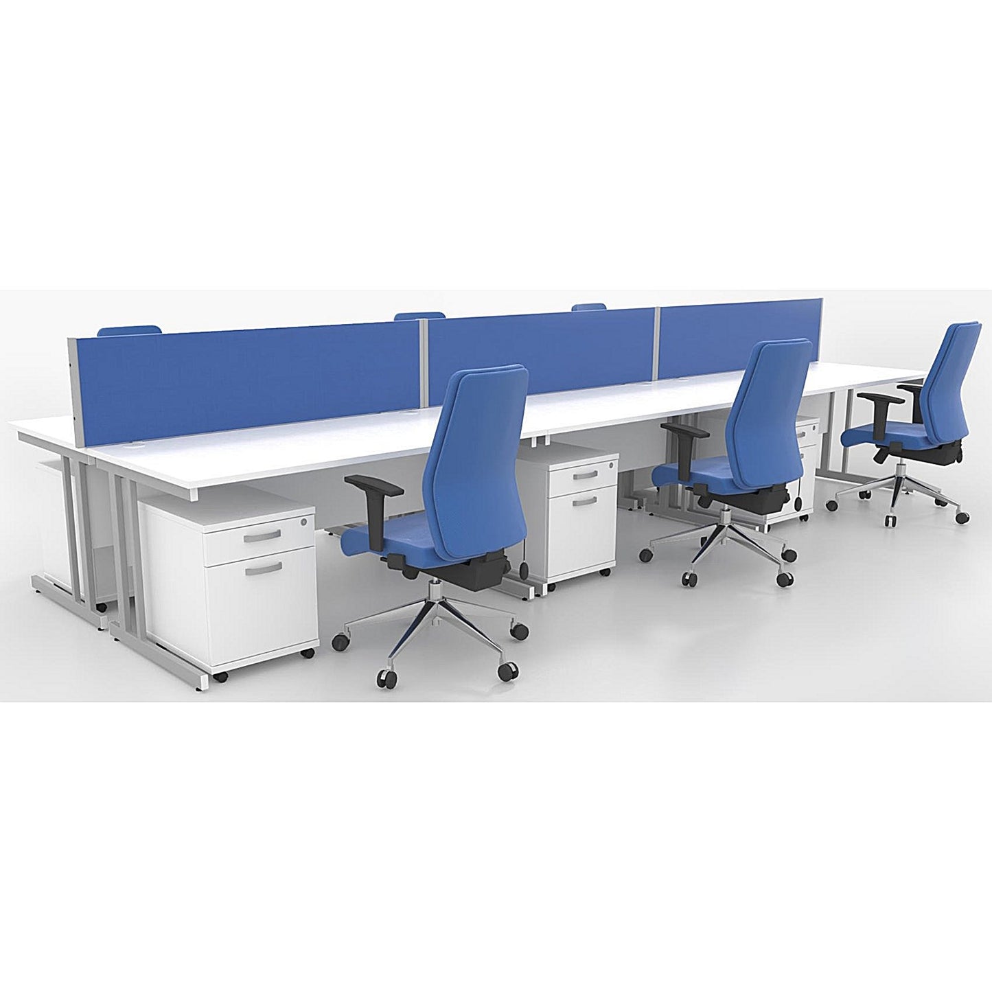 Impulse Evolve Desk Screen, 1200x400mm, Silver Frame, Blue