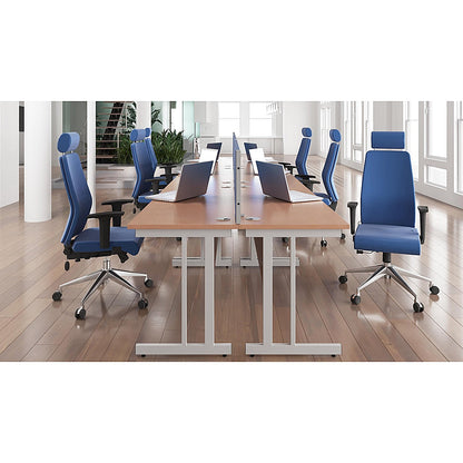 Impulse Evolve Desk Screen, 1800x400mm, Silver Frame, Blue