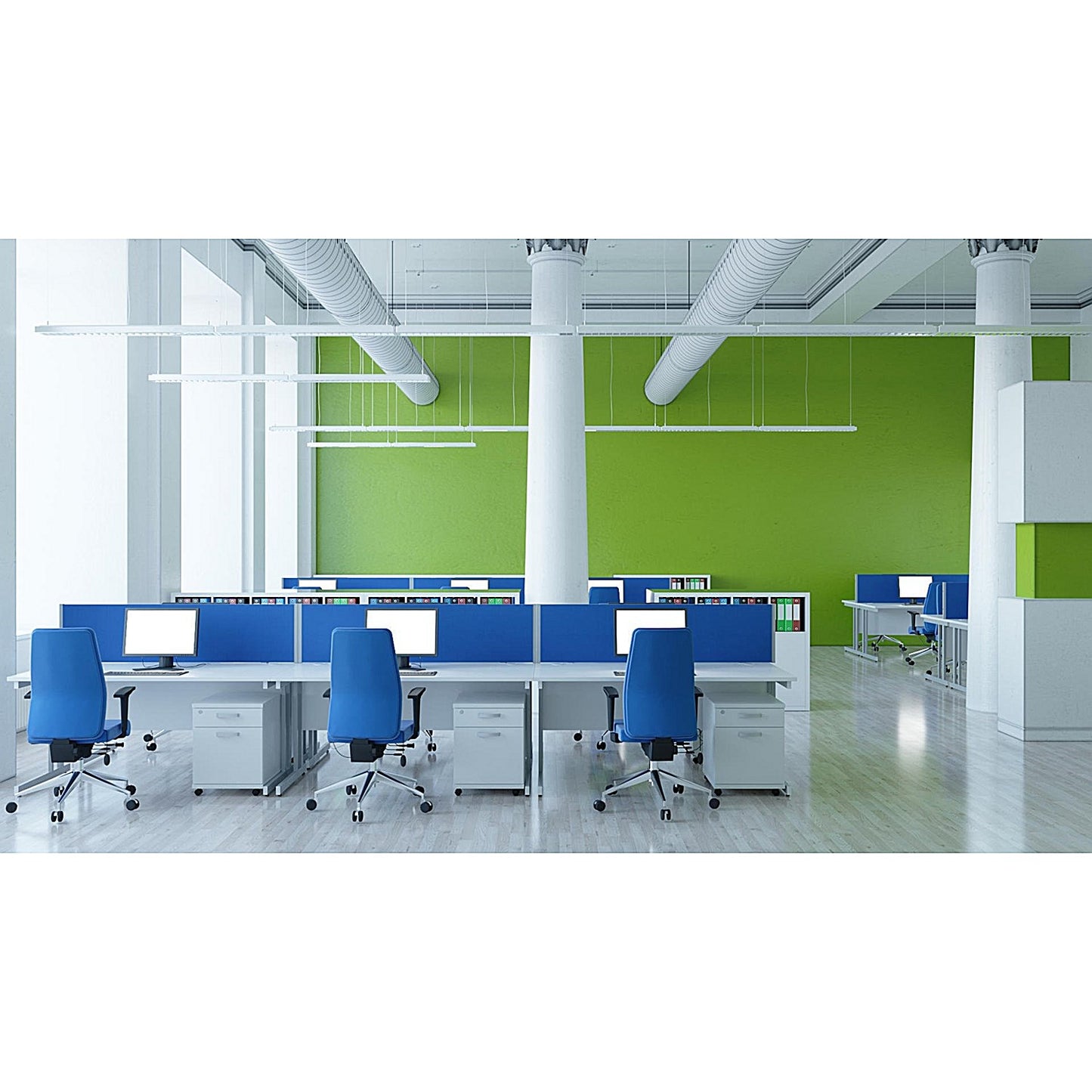Impulse Evolve Desk Screen, 1800x400mm, Silver Frame, Blue