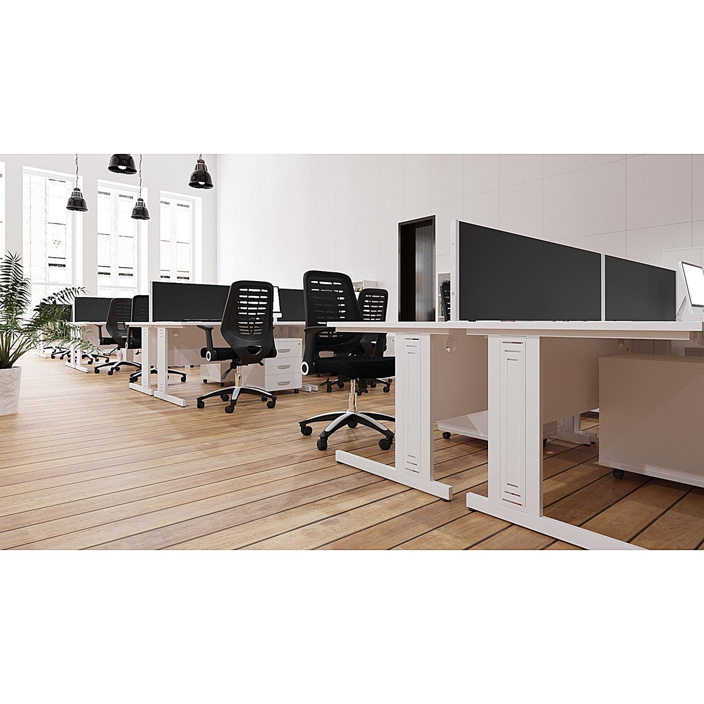 Impulse Evolve Desk Screen, 1400x400mm, Silver Frame, Black