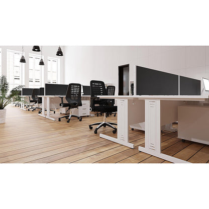 Impulse Evolve Desk Screen, 1600x400mm, Silver Frame, Black