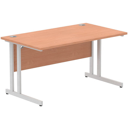 Impulse 1400mm Rectangular Desk, Silver Cantilever Leg, Beech