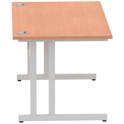 Impulse 1400mm Rectangular Desk, Silver Cantilever Leg, Beech