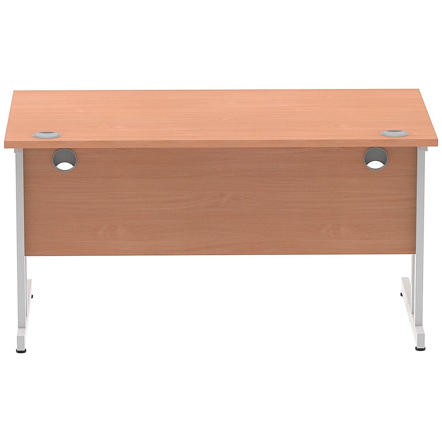 Impulse 1400mm Rectangular Desk, Silver Cantilever Leg, Beech