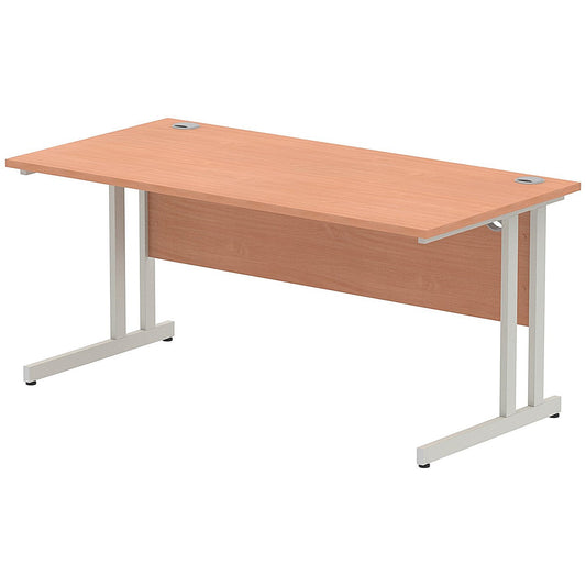 Impulse 1600mm Rectangular Desk, Silver Cantilever Leg, Beech