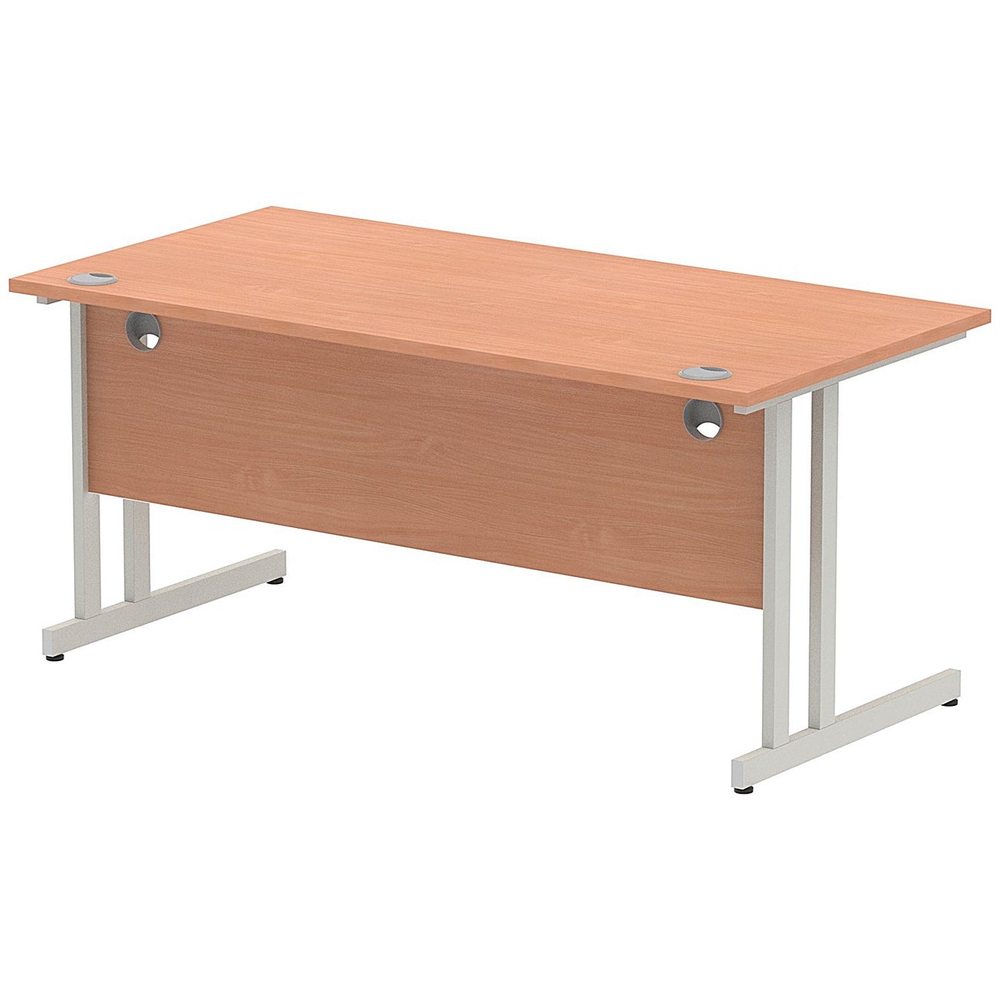 Impulse 1600mm Rectangular Desk, Silver Cantilever Leg, Beech