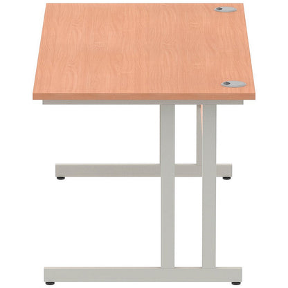 Impulse 1600mm Rectangular Desk, Silver Cantilever Leg, Beech