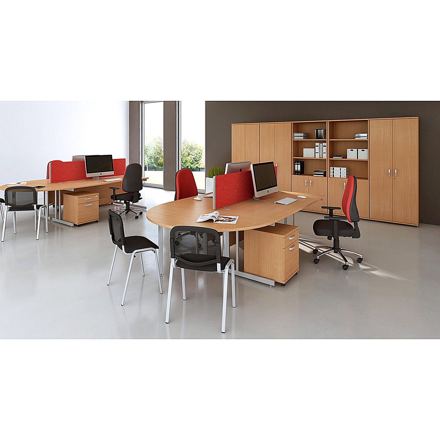 Impulse 1600mm Rectangular Desk, Silver Cantilever Leg, Beech