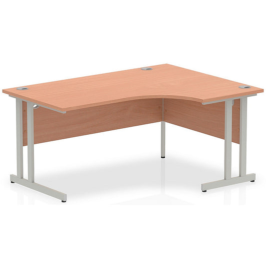 Impulse 1600mm Corner Desk, Right Hand, Silver Cantilever Leg, Beech