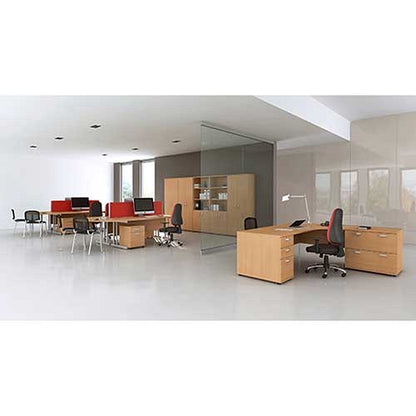 Impulse 1600mm Corner Desk, Right Hand, Silver Cantilever Leg, Beech