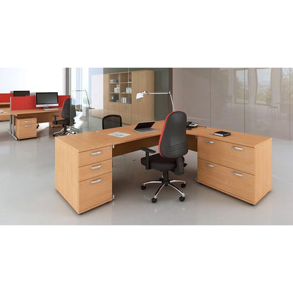 Impulse 1800mm Corner Desk, Left Hand, Silver Cantilever Leg, Beech