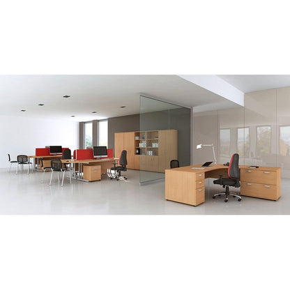 Impulse 1800mm Corner Desk, Left Hand, Silver Cantilever Leg, Beech