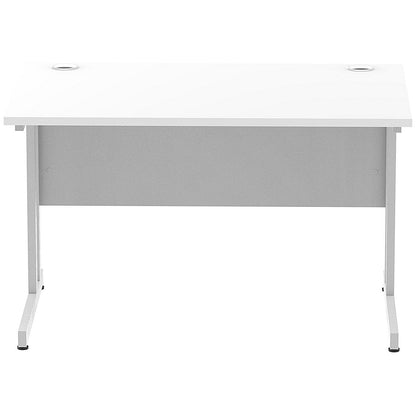 Impulse 1200mm Rectangular Desk, Silver Cantilever Leg, White