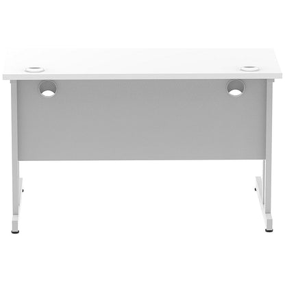 Impulse 1200mm Rectangular Desk, Silver Cantilever Leg, White