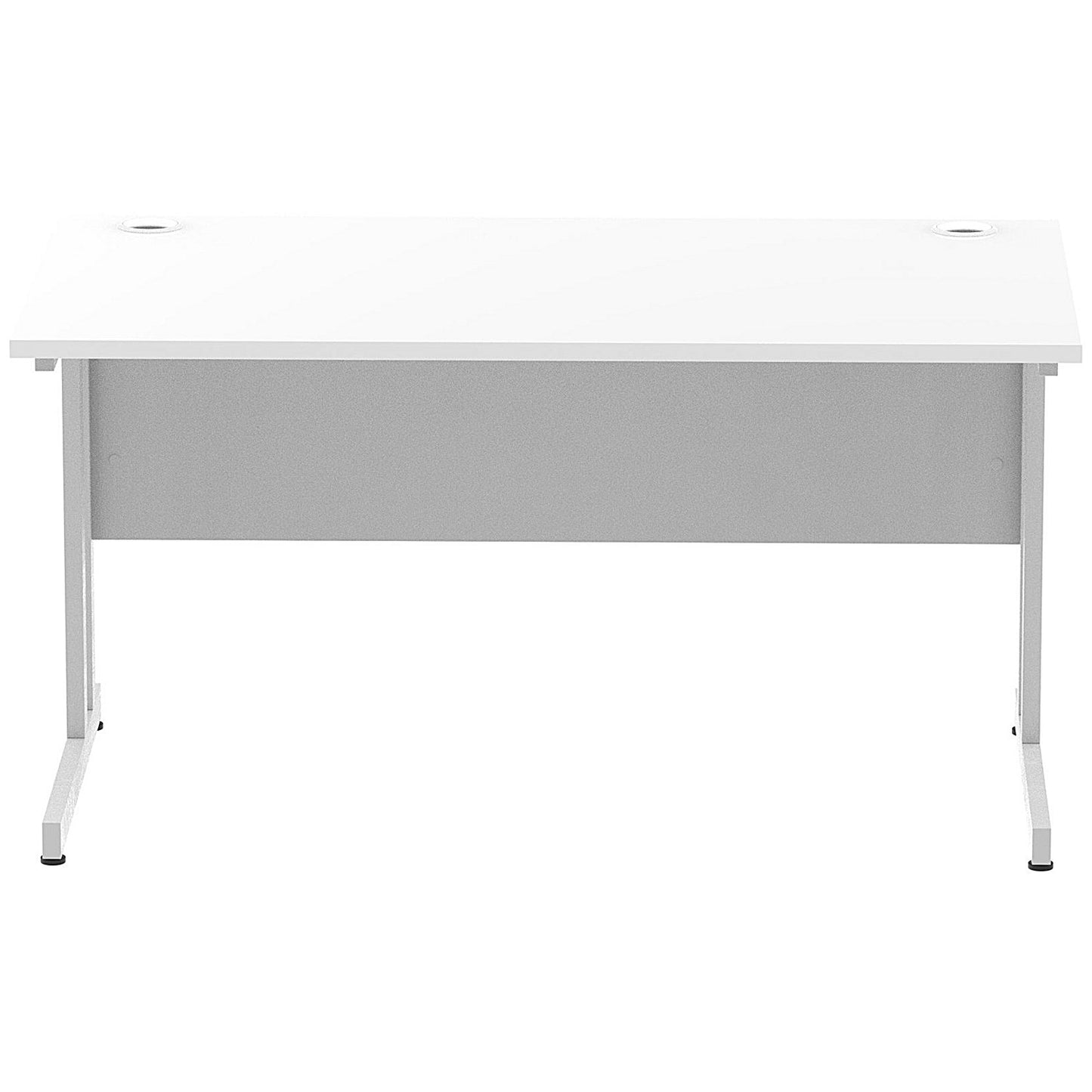 Impulse 1400mm Rectangular Desk, Silver Cantilever Leg, White
