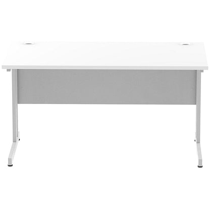 Impulse 1400mm Rectangular Desk, Silver Cantilever Leg, White