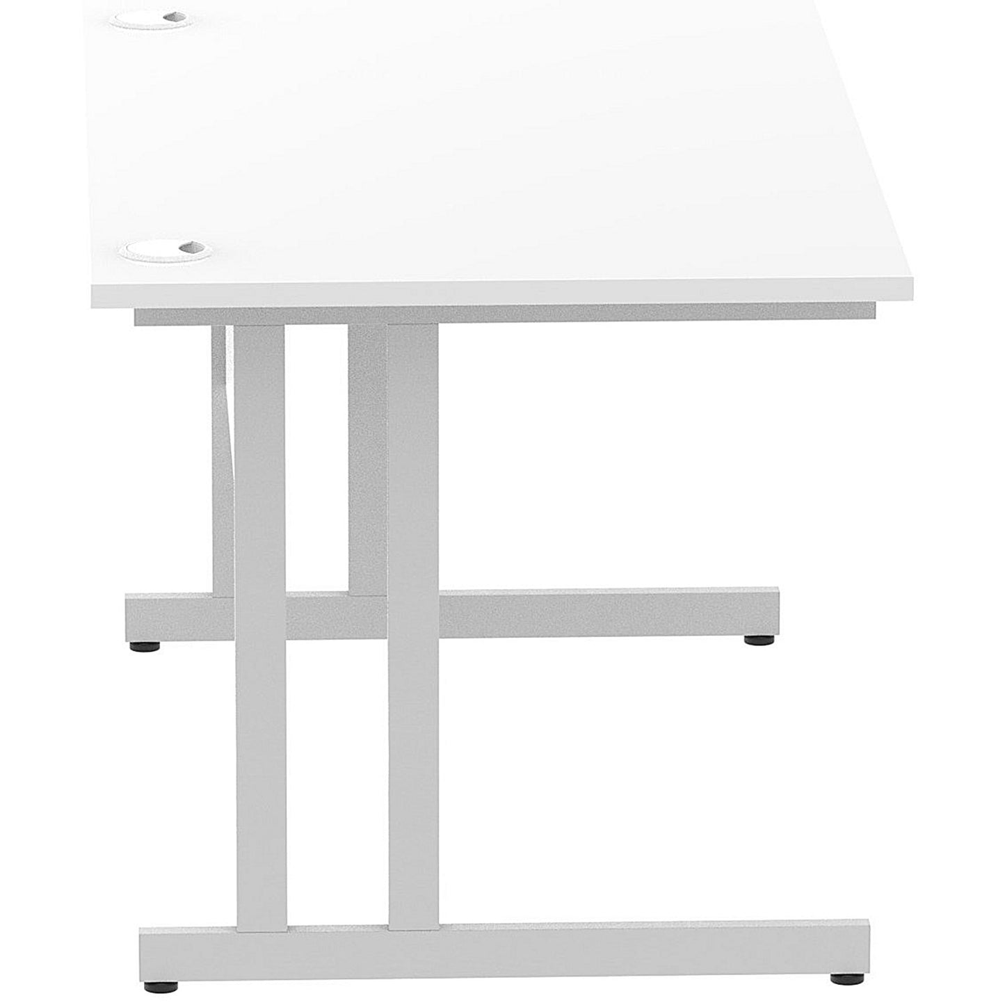 Impulse 1400mm Rectangular Desk, Silver Cantilever Leg, White
