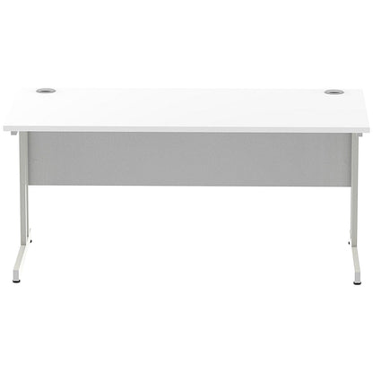 Impulse 1600mm Rectangular Desk, Silver Cantilever Leg, White