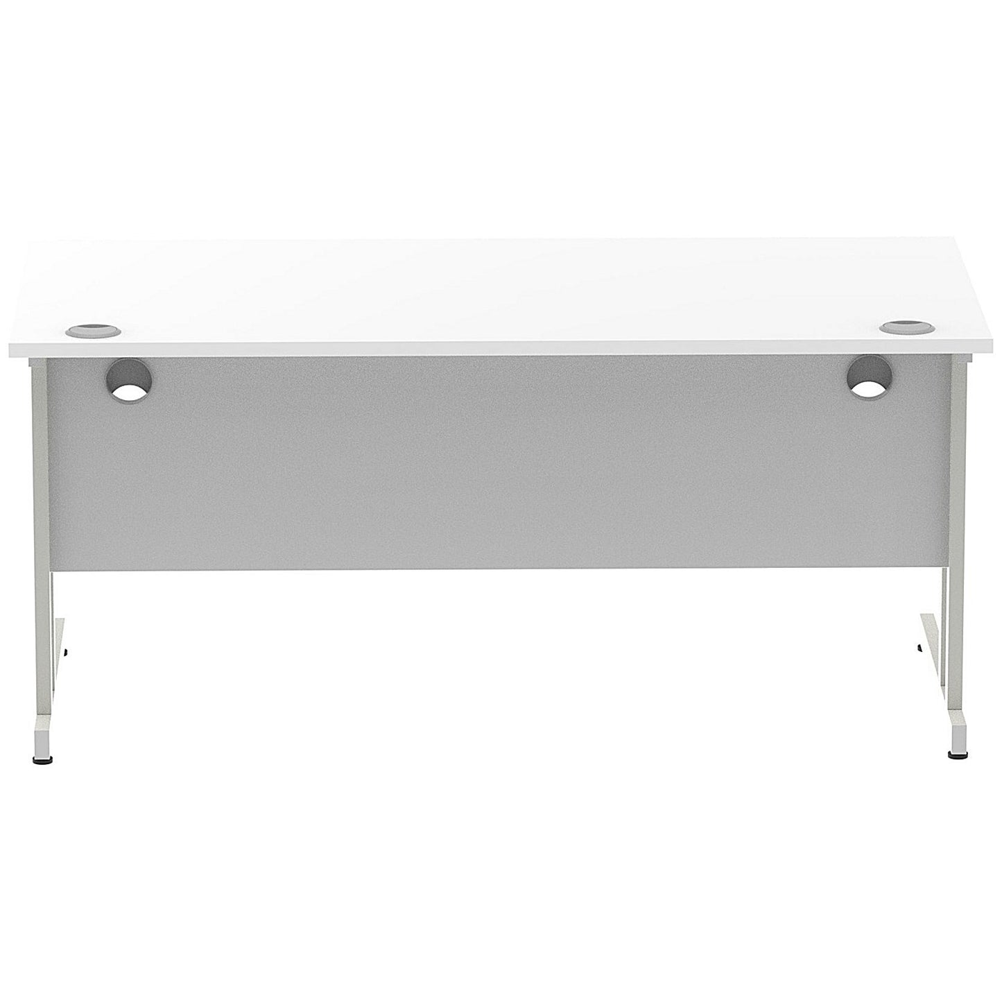 Impulse 1600mm Rectangular Desk, Silver Cantilever Leg, White
