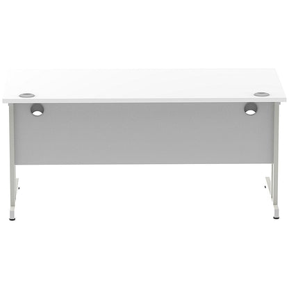 Impulse 1600mm Rectangular Desk, Silver Cantilever Leg, White