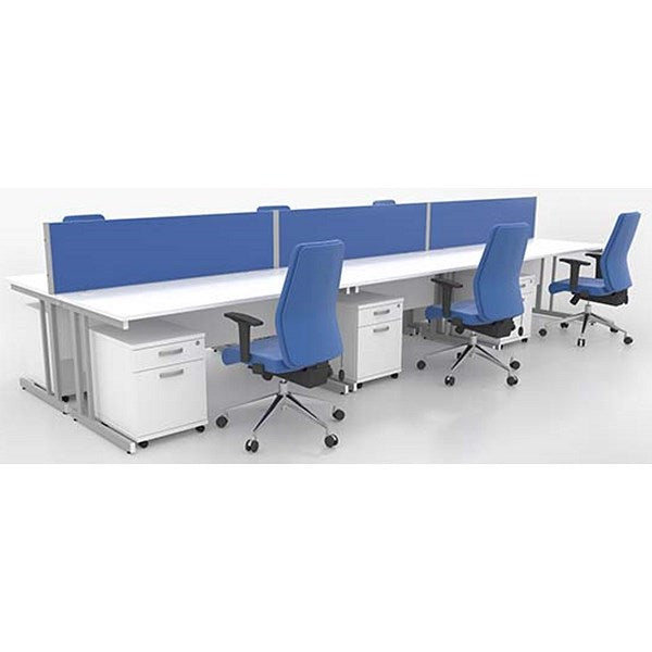 Impulse 1800mm Rectangular Desk, Silver Cantilever Leg, White