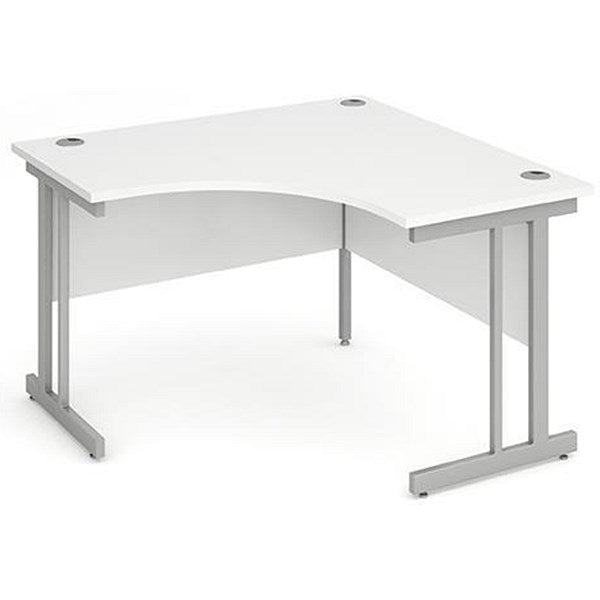 Impulse 1200mm Corner Desk, Silver Cantilever Leg, White