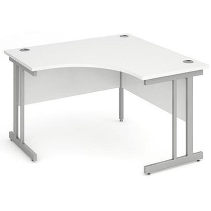 Impulse 1200mm Corner Desk, Silver Cantilever Leg, White