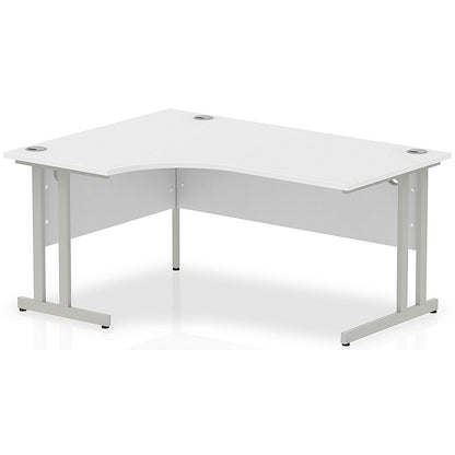 Impulse 1600mm Corner Desk, Left Hand, Silver Cantilever Leg, White