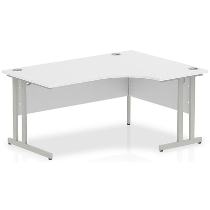 Impulse 1600mm Corner Desk, Right Hand, Silver Cantilever Leg, White