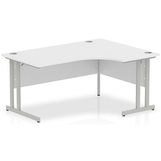 Impulse 1600mm Corner Desk, Right Hand, Silver Cantilever Leg, White