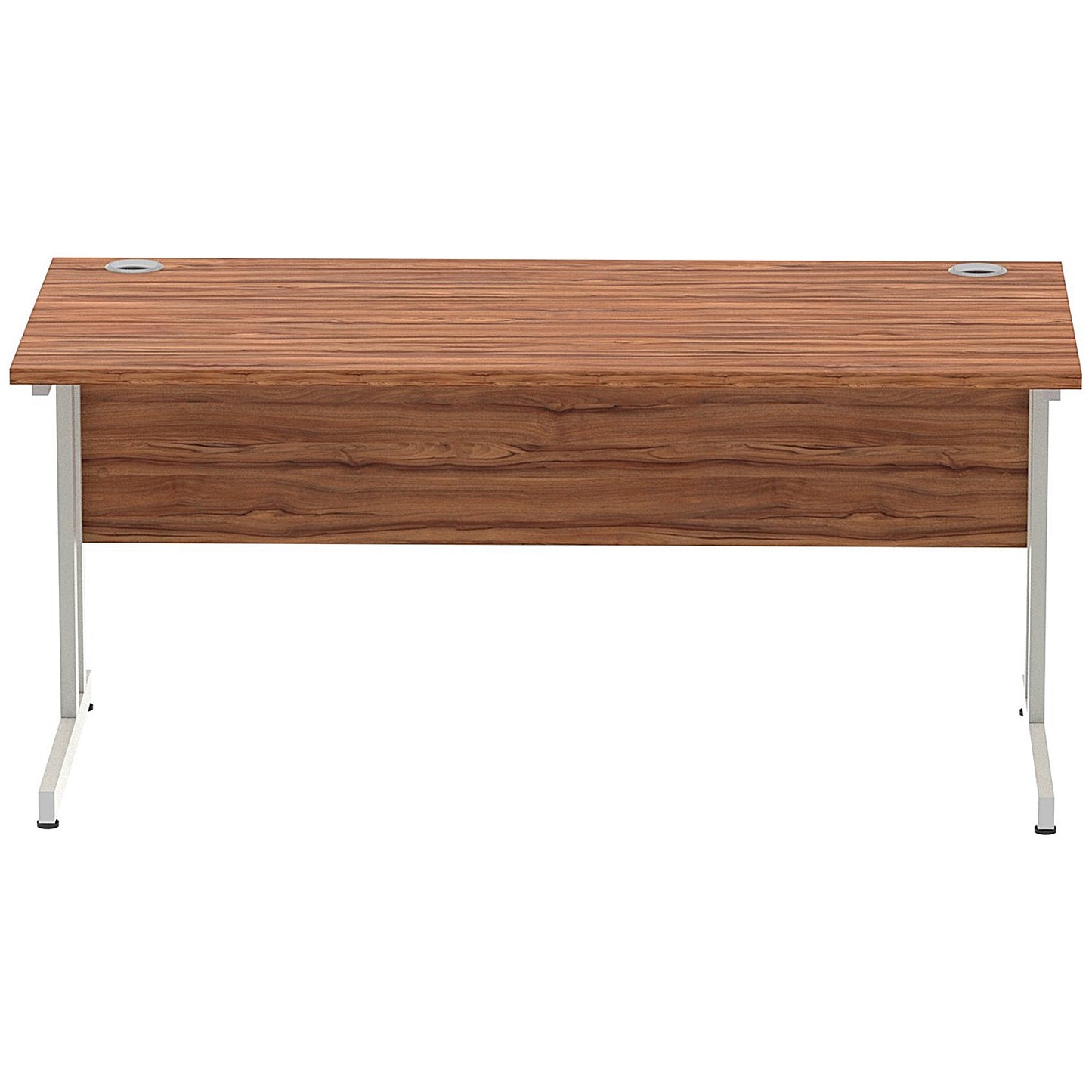 Impulse 1600mm Rectangular Desk, Silver Cantilever Leg, Walnut