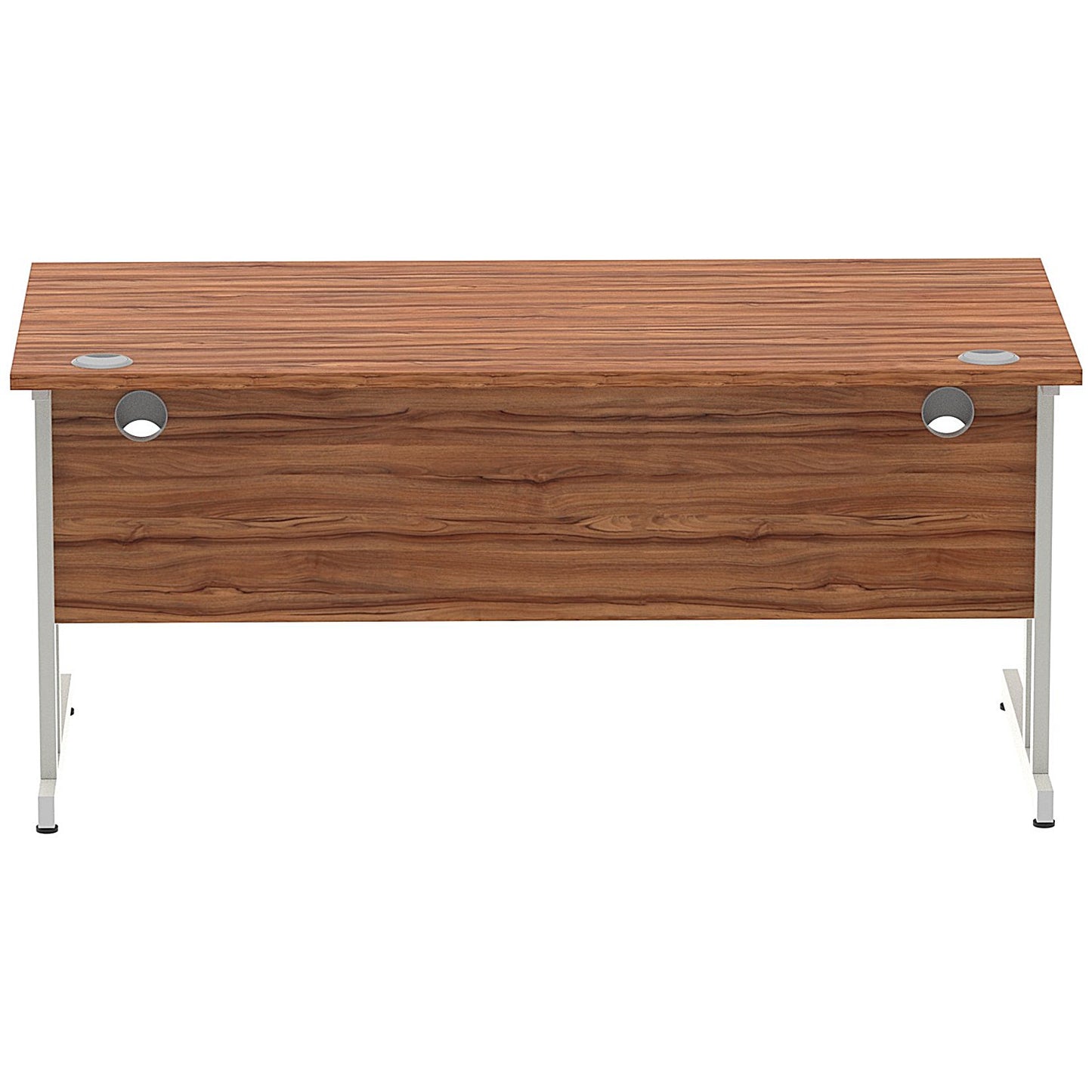 Impulse 1600mm Rectangular Desk, Silver Cantilever Leg, Walnut