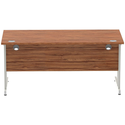 Impulse 1600mm Rectangular Desk, Silver Cantilever Leg, Walnut