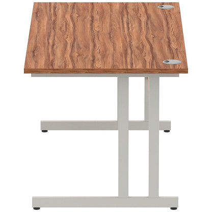 Impulse 1600mm Rectangular Desk, Silver Cantilever Leg, Walnut