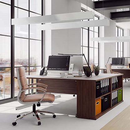 Impulse 1600mm Rectangular Desk, Silver Cantilever Leg, Walnut